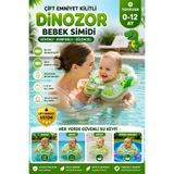 BigsToy Bebek Boyun Simidi Çift Emniyet Kilitli Dinosaur Yüzme Simidi, Anti-Panik Bebek Havuz & Deniz Simidi