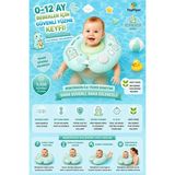 Bigstoy Bebek Yüzme Boyun Simidi Pompa Gerektirmeyen Yeni Nesil 0-12 Ay Bebek Simidi, Çift Emniyet Tokalı Güvenli Tasarım (Dinozor Yeşil) NR006 - Mavi