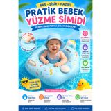 BigsToy Bebek Yüzme Simidi Bas Şişir Pratik Ebeveyn Tutma Yerli Çift Emniyetli Mavi Simit