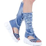 Bihamd Kadın Kot Spor Çizme Sandalet - Aqua Mavisi