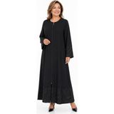 Bihan Store Büyük Beden Boydan Fermuarlı Kolları ve Eteği Işlemeli Kadın Ferace Y26-475-SIYAH - 50 - 1 Drop
