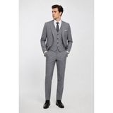 Bihan Store Erkek 6 Drop Slim Fit Yelekli Takım Elbise – Ceket Pantolon ve Yelek 63120 - Gri - 50