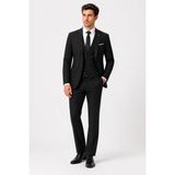 Bihan Store Erkek 6 Drop Yelekli Takım Elbise - Ceket Pantolon ve Yelek 63141 - Siyah - 56