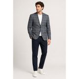 Bihan Store Erkek Ekose Kareli 6 Drop Tek Ceket 1963-03-LACIVERT - 58