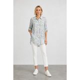 Bihan Store Kadın Çiçek Desenli Oversize GÖMLEK-1142 - Yeşil