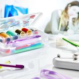 BiiShe® Çift Taraflı Bölmeli Hobi Dikiş Kutusu Ardunio Malzeme Kutusu