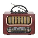 BiiShe® Orta Boy Retro Ahşap Tasarım Bluetooth Hoparlörlü Radyo – FM/AM Destekli, Şarjlı ve Taşınabi