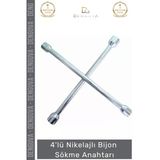 #Bijonanahtarı İstavroz Çelik Dörtlü Tekerlek Somun Sıkma Açma Pratik Nikelajlı Bijon Sökme Anahtarı