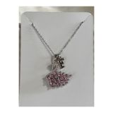 bijoux uniques 316L Çelik pembe zirkon taşlı kuğu F harfli kolye