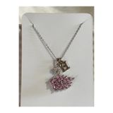 bijoux uniques 316L Çelik pembe zirkon taşlı kuğu H harfli kolye