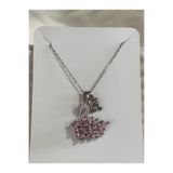bijoux uniques 316L Çelik pembe zirkon taşlı kuğu R harfli kolye