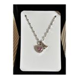 bijoux uniques Çelik pembe kalpli A harfli kadın kolye