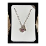 bijoux uniques Çelik pembe kalpli İ harfli kadın kolye