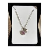 bijoux uniques Çelik pembe kalpli T harfli kadın kolye