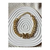 bijoux uniques M Harfli 14k yeşil altın kaplama kararmaz gurmet bileklik