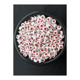 Bijumix Aksesuar 4x7mm 25 Gram (~155-160 Adet) Beyaz Kırmızı Kalp Yassı Boncuk Takı Yapımı Malzemesi