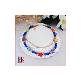 Bijustore Mavi Kristal Taş - Dorika Zincir - Yıldız Kadın Halhal BS5011