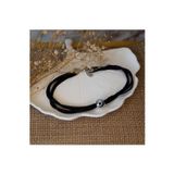 Bijustore Siyah Makrome İp & Metal Boncuk Kadın Choker Kolye