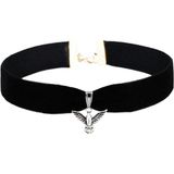 BijuStore Siyah Renk Kadife Kadın Albatros Kuşu Choker Tasma Kolye - 35 cm