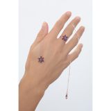 Bijuty Lotus Çiçeği Ametist Kolye ve Yüzük Set - Altın Rose Renk 2'li Takı Set (SÜRPRİZ HEDİYELİ)