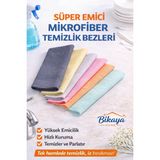 Bikaya Home Mikrofiber Sihirli Temizlik Bezi | 40X60 cm | 6 Adet | Güçlü Emicilik & Parlak Temizlik - 40 x 60 cm
