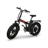 Bike - Elektrikli Katlanılabilir Bisiklet Düz Kadro Siyah - Kırmızı