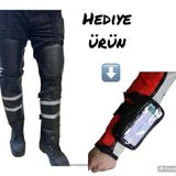 Bike Sky Diz & Bacak Koruma Deri Reflektorlu Yagmur & Ruzgar & Soguga Karsi Bike Sky ( Telefon Tutucu Kol Canta Hedıyelı))