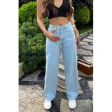 Bikelife Buz Mavi Yüksek Bel Wide Leg Jeans, 44, BKL000001114, BUZ MAVİ, Kadın