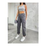 BİKELİFE Gri Kargo Cepli Gabardin Kumaş Pantolon Gri S