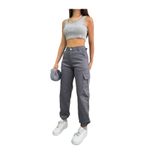 BİKELİFE Gri Kargo Cepli Gabardin Kumaş Pantolon Gri XS