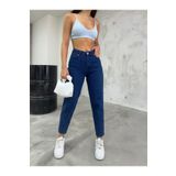 BİKELİFE Kadın Esnek/LikralıYüksek Bel Mom Jeans LACİVERT 38