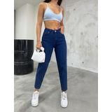 BİKELİFE Kadın Esnek/LikralıYüksek Bel Mom Jeans LACİVERT 42