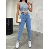 BİKELİFE Kadın Esnek/LikralıYüksek Bel Mom Jeans MAVİ 36