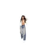BİKELİFE Kadın Soluk Efekt Vintage Yüksek Bel Wide Leg Jeans gök mavi L/40