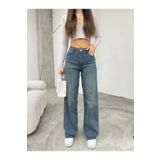 BİKELİFE Kadın Soluk Efekt Vintage Yüksek Bel Wide Leg Jeans