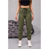 BİKELİFE Kadın Yüksek Bel Likralı Rahat Kumaş Jogger Beli Lastikli Pantolon
