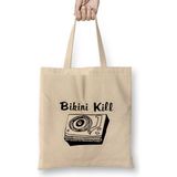 Bikini Kill Logo Bez Çanta Uzun Saplı - Açık Bej - 40 X 40