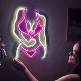 Bikini Kız Neon Duvar Sanatı, Led Oda Dekoru, Bikini Kız Neon Tabela, Lady Neon tabela, Mancave Led Tabela, Yatak Odası Dekoru, Kadın vücut Neon Tabela (Uzaktan Kumandalı)