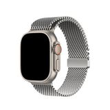 Bikordon Apple Watch Ultra Uyumlu Milano Loop Titanyum Gümüş Akıllı Saat Kordon