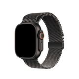 Bikordon Apple Watch Ultra Uyumlu Milano Loop Titanyum Siyah Akıllı Saat Kordon