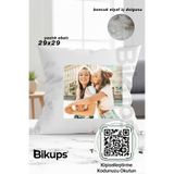 bikups Kişiye Özel Kendin Tasarla Yastık 29x29 cm Fotoğraf Baskılı Dekoratif Hediye Yastık
