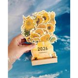 Bikutumutluluk 2026 Çiçekli Masa Takvimi Van Gogh Ayçiçekleri - Turuncu