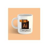 Bikutumutluluk BKM29791169 Grafik Tasarımcı Serisi I Love You Illustrator Kupa
