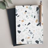 Bikutumutluluk N029 Mavi Karo Desenli Terrazo Çizgisiz Defter
