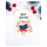 Bikutumutluluk Yılbaşı Kartpostal Serisi-Noel Baba ve Sevimli Geyikler Mottolu Hediye Kartı