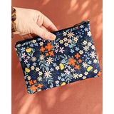 Bikutumutluluk Zarif Çiçekler Lacivert Makyaj Çantası Clutch Kalemlik