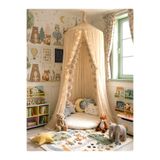 Bila Baby STQUEEN PREMİUM PONPONLU TÜL CİBİNLİK BEİGE (TAŞ) 5 mt MİNİ LED IŞIKLI