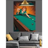 Bilardo Masası Çizgi Dekoratif Kanvas - Mdf Ahşap Tablo