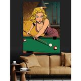 Bilardo Masası Kadın Dekoratif Kanvas - Mdf Ahşap Tablo
