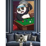 Bilardo Masası Panda Dekoratif Kanvas - Mdf Ahşap Tablo